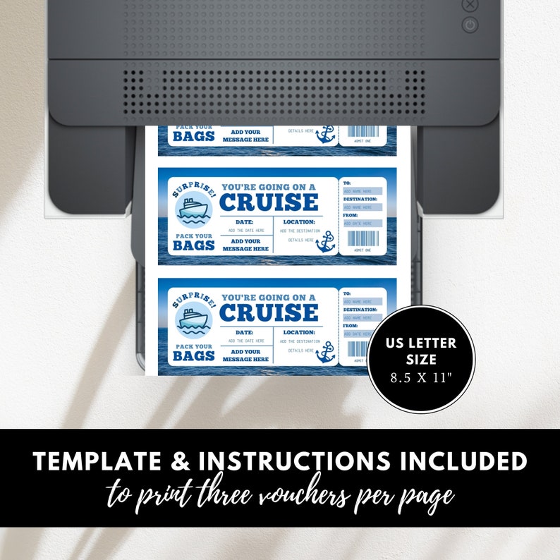 Cruise Boarding Pass Template, INSTANT DOWNLOAD, Printable Cruise Gift