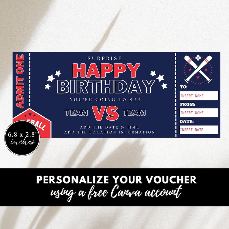 Printable Baseball Tickets, INSTANT DOWNLOAD, Baseball Ticket Template