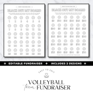 Black out my volleyball board fundraiser, sponsor my volley season template, raising money, printable sports team/club fundraising, minimal
