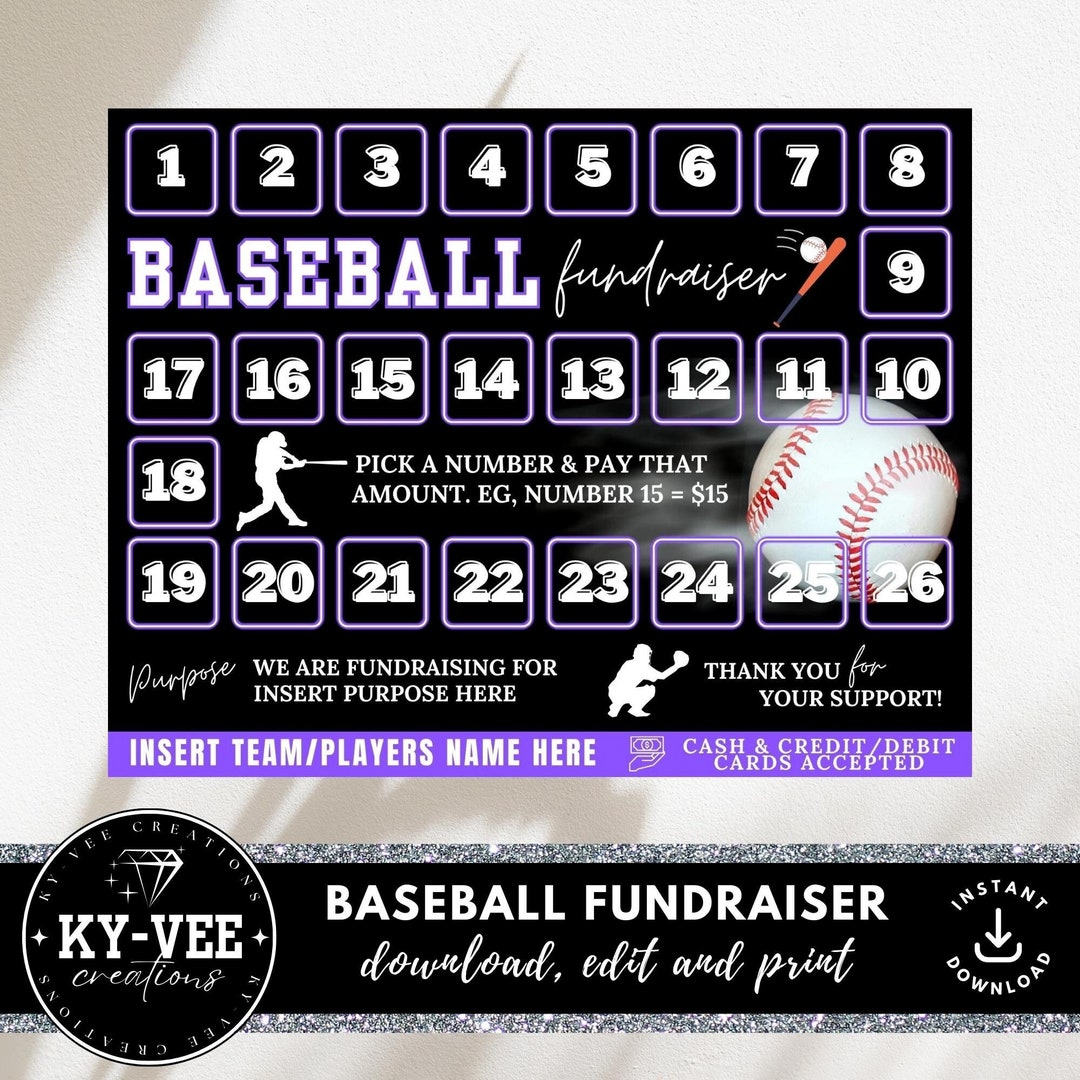 Baseball Fundraiser Flyer Template With Payment Tracker, Pay the Day ...