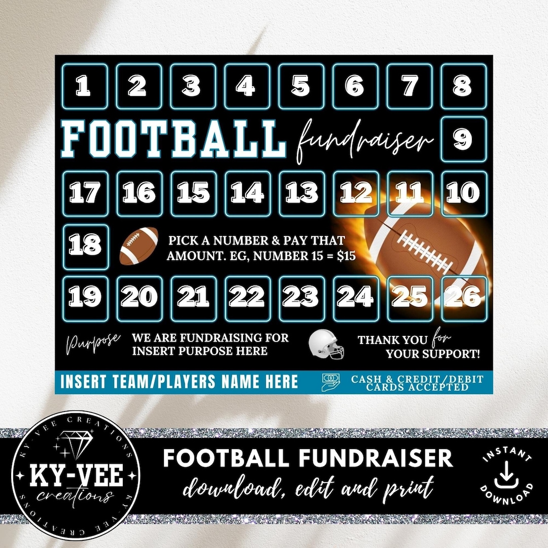 Football Squares Fundraiser Template for Donations, Pick a Date to Football Squares Fundraiser Template for Donations, Pick a Date to