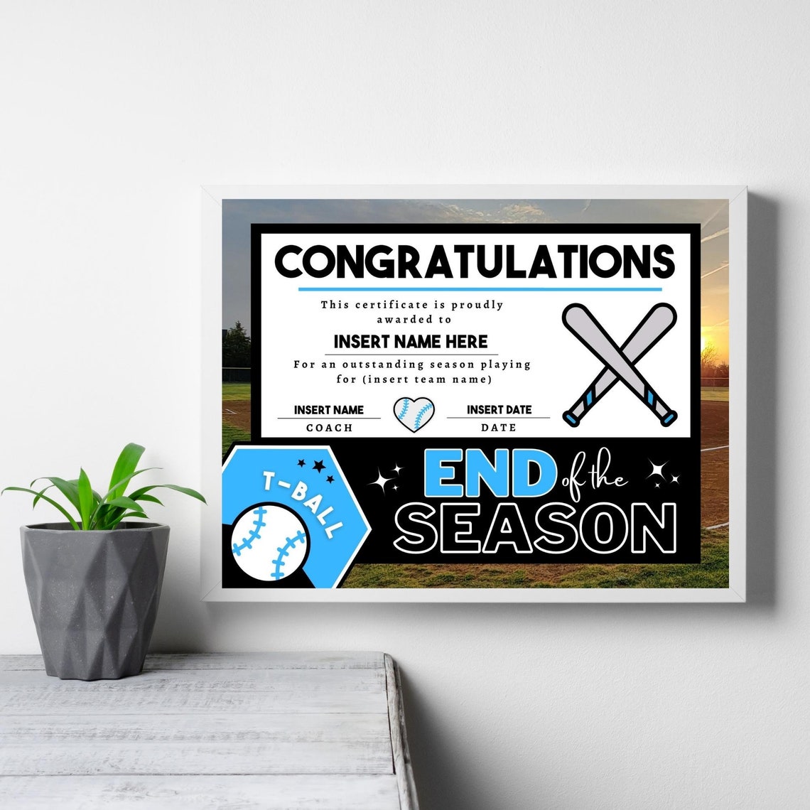 T Ball Certificate Template INSTANT DOWNLOAD Editable End of - Etsy