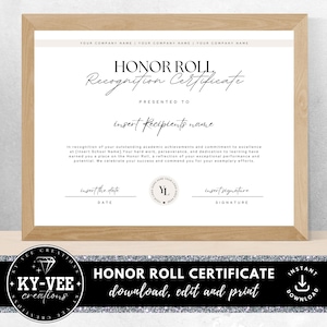 Druckbare Ehrenurkunde, SOFORTIGER DOWNLOAD, Vorlage für eine Ehrenurkunde, bearbeitbarer Abschlussdiplompreis, Canva-Vorlage, beige
