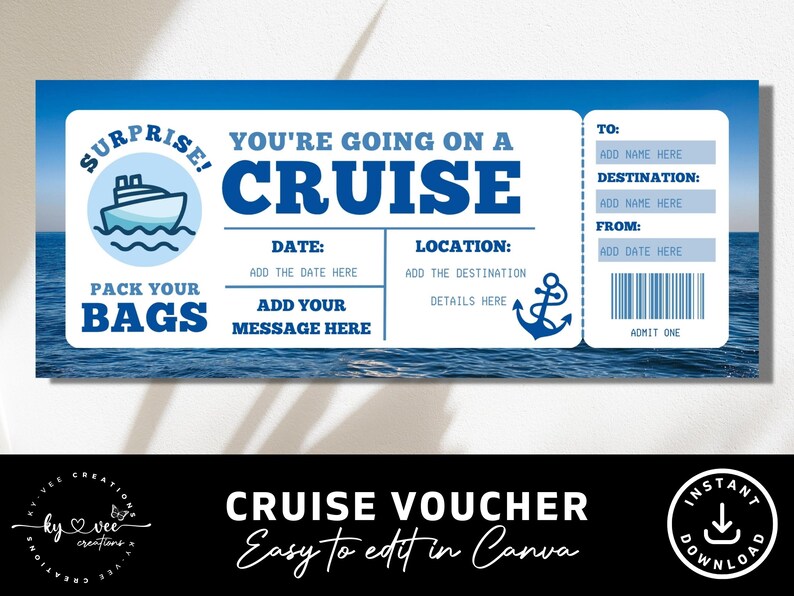 Cruise Boarding Pass Template INSTANT DOWNLOAD Printable Etsy