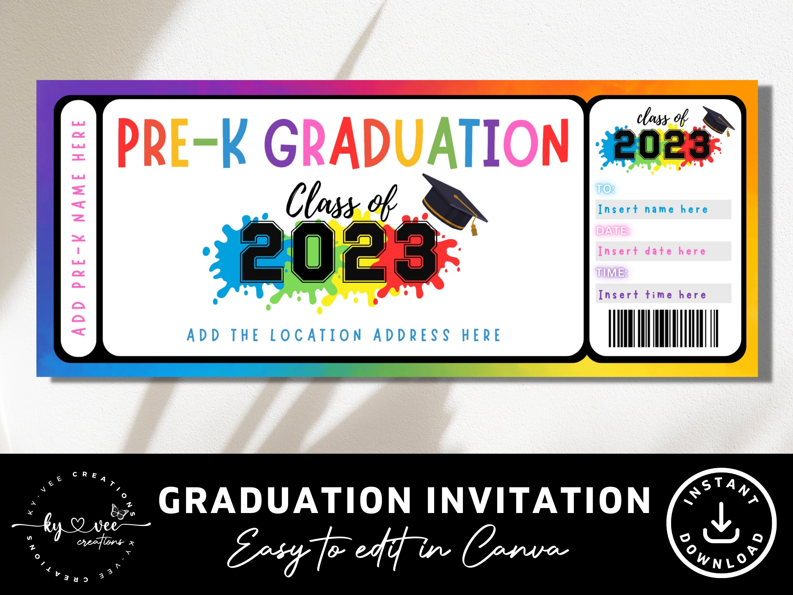 Pre k Graduation Invitations Template INSTANT DOWNLOAD Etsy