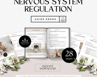 Study guide for nervous system ebook, Emotional Regulation Workbook, Stress Relief, Mindfulness for Coaches & Individuals,Canva template