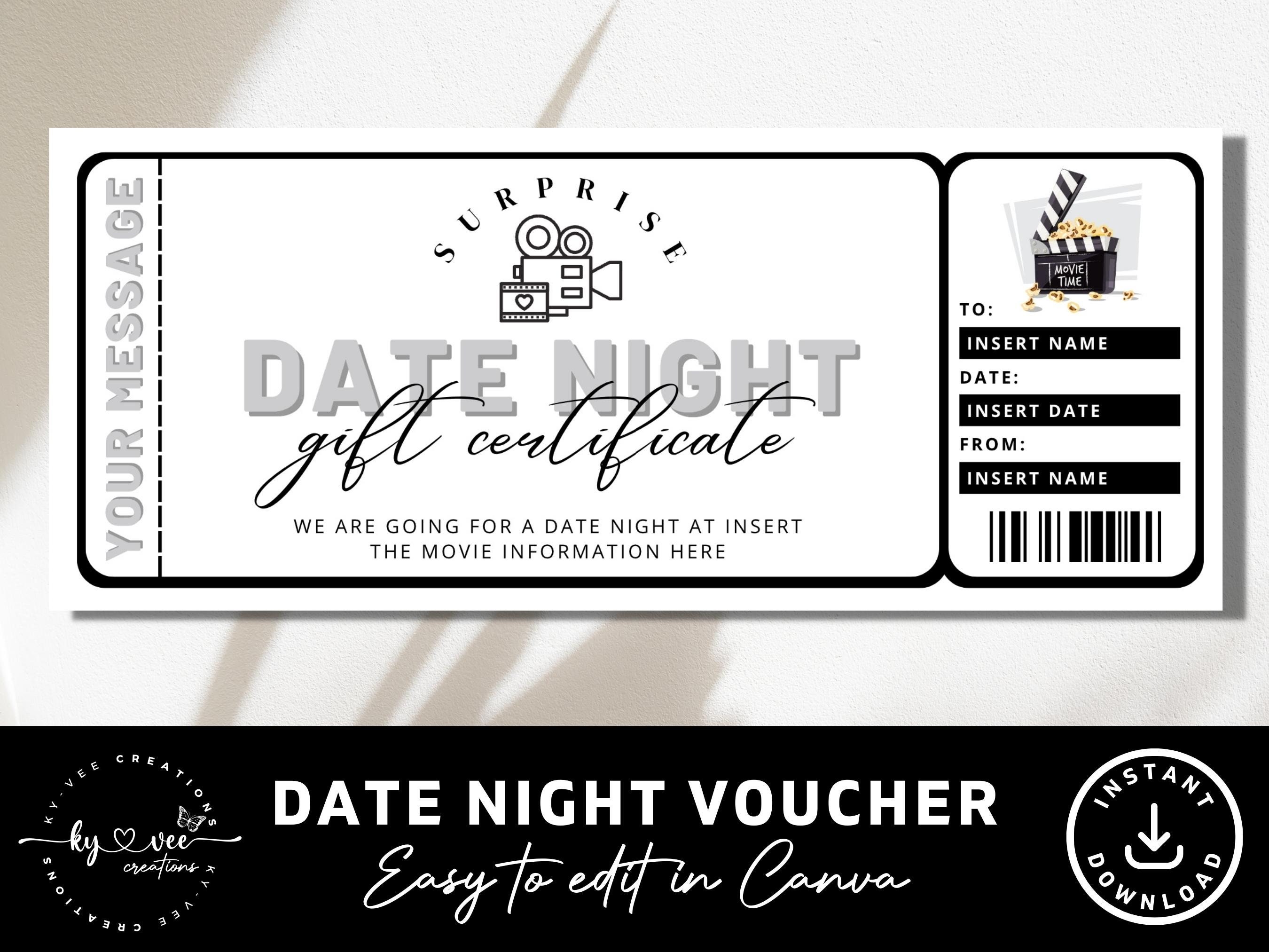 Date Night Certificate Template INSTANT DOWNLOAD Printable Etsy Date Night Certificate Template INSTANT DOWNLOAD Printable Etsy