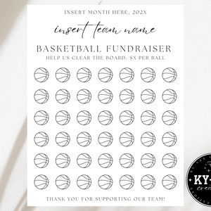 Basketball-Spendenaktionsvorlage, löschen Sie das Brett, minimales Spendenaktionsposter für Sportteam oder Verein, Farbe in den Bällen, sponsern Sie meine Uniform