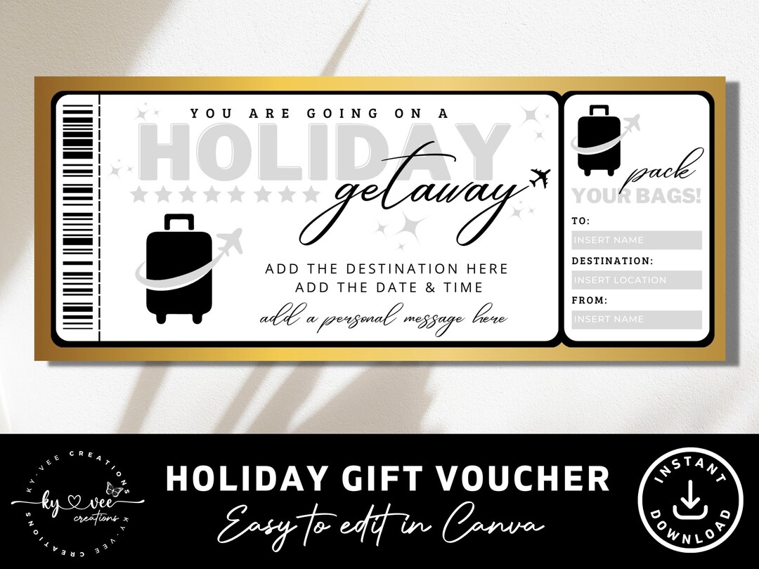 Printable Travel Gift Certificate Template INSTANT DOWNLOAD Etsy
