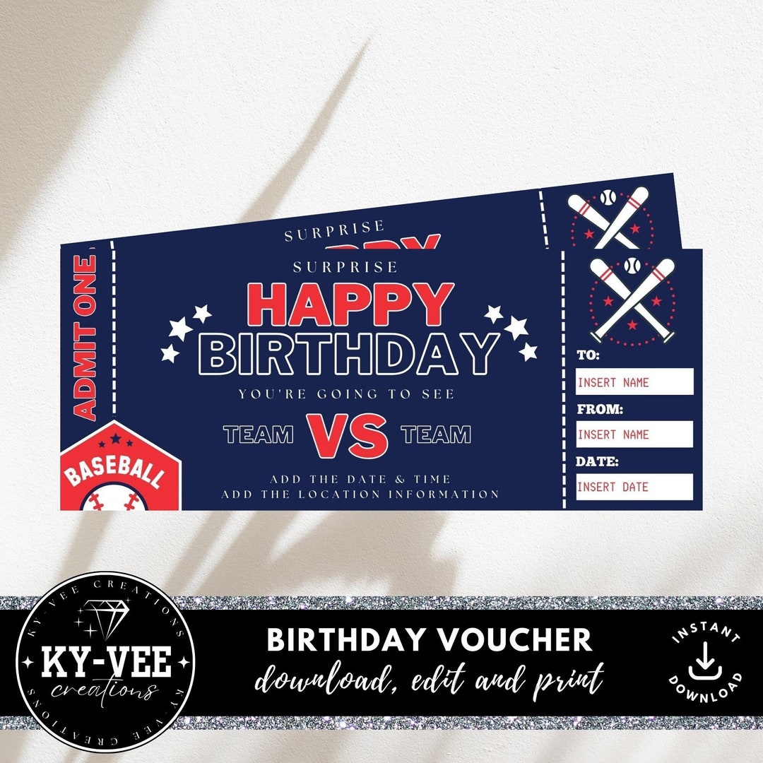 Printable Baseball Tickets, INSTANT DOWNLOAD, Baseball Ticket Template