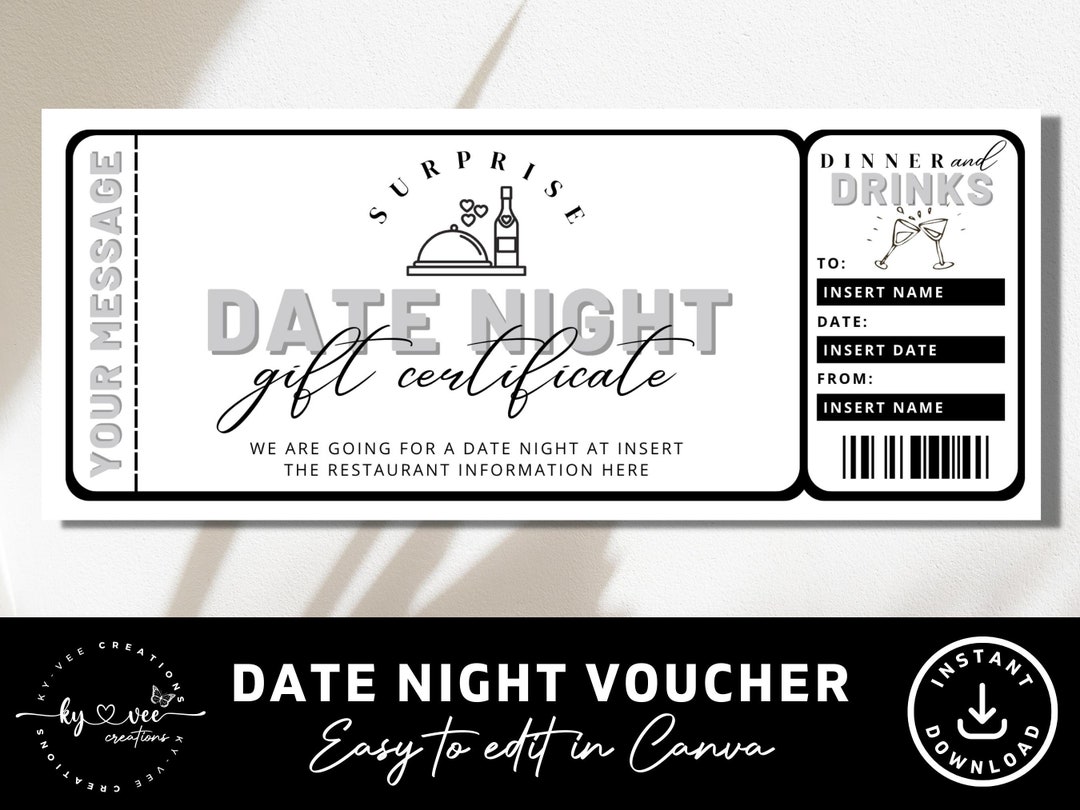 Date Night Voucher Template INSTANT DOWNLOAD Romantic Etsy Date Night Voucher Template INSTANT DOWNLOAD Romantic Etsy