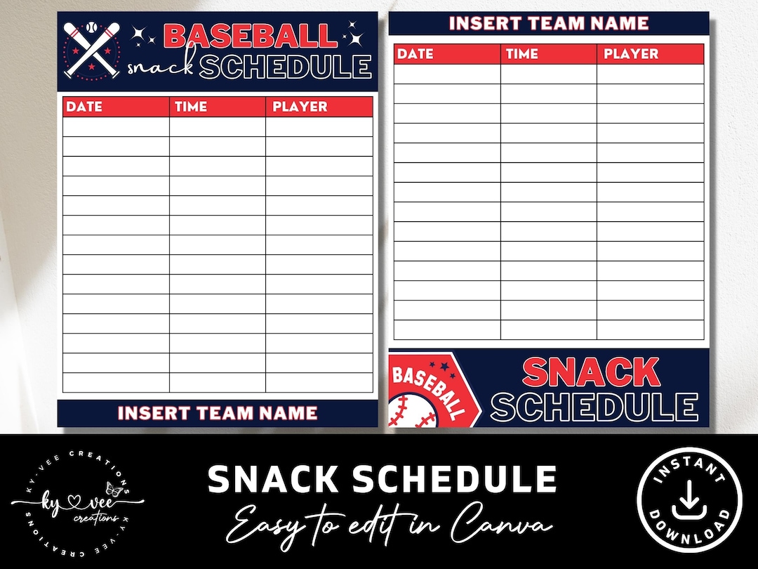 Baseball Snack Schedule Template INSTANT DOWNLOAD Editable Etsy Baseball Snack Schedule Template INSTANT DOWNLOAD Editable Etsy