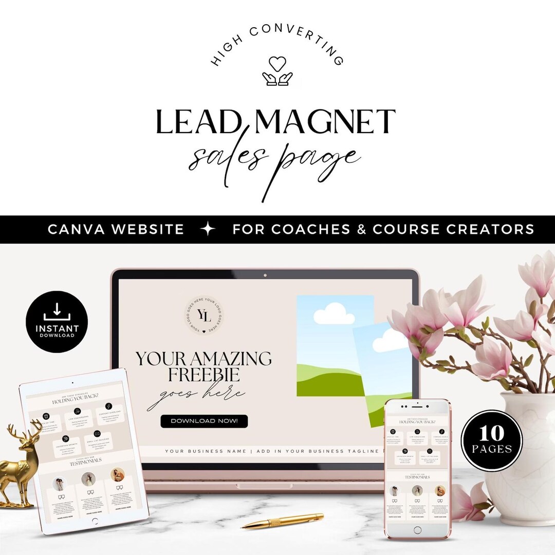 Lead Magnet Landing Page, Canva Templates, for Coaches and Course ...