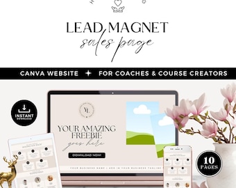 Blei Magnet Landing Page, Canva Templates, für Coaches und Kurs Ersteller, Canva Mitgliedsseite, hoch verkaufender Verkaufstrichter, minimal