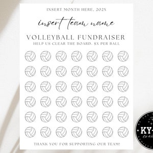 Volleyball fundraiser template, clear the board, minimal fundraising poster for sports team or club, colour in the balls, sponsor my uniform
