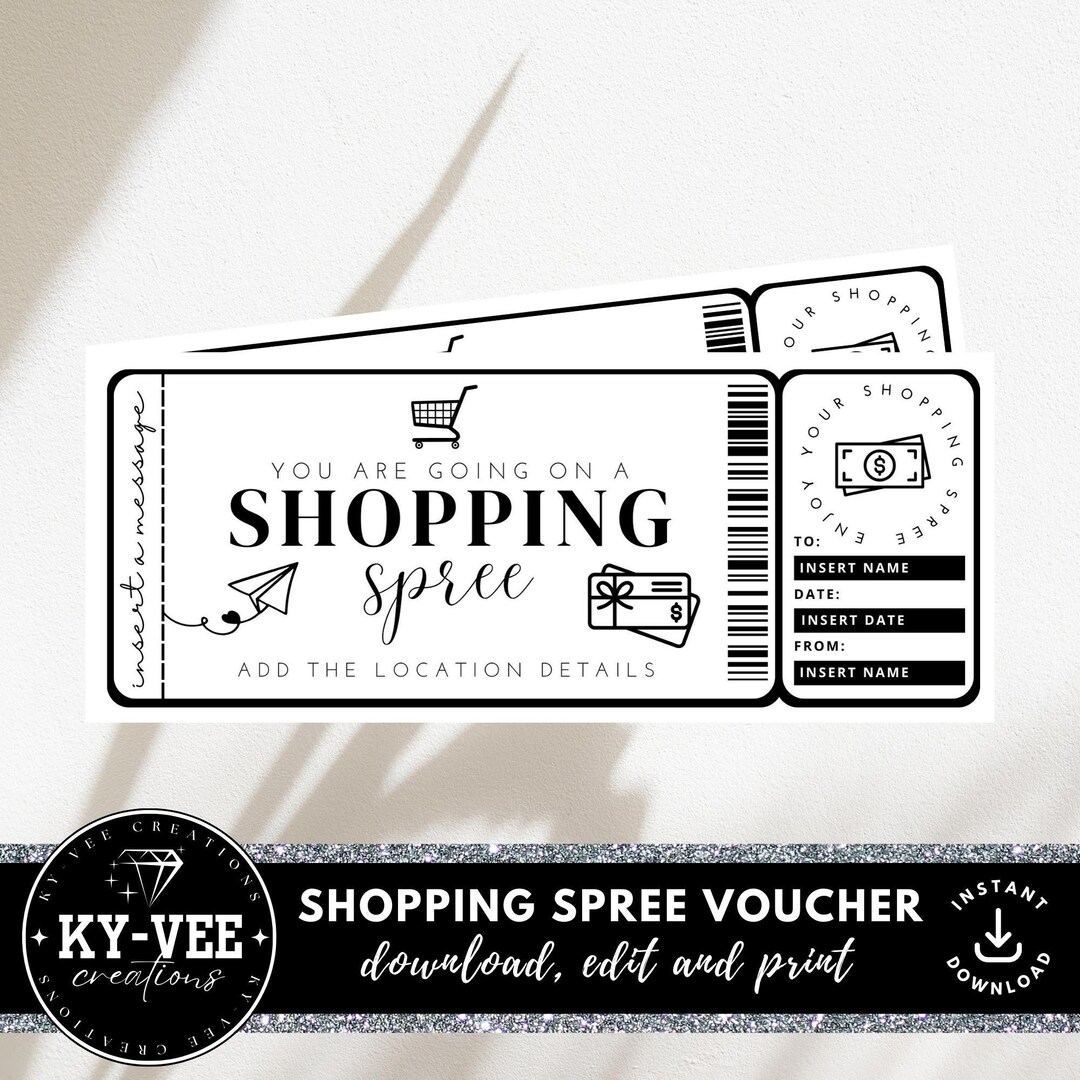Shopping Spree Certificate Template INSTANT DOWNLOAD Printable Coupon Shopping Spree Certificate Template INSTANT DOWNLOAD Printable Coupon