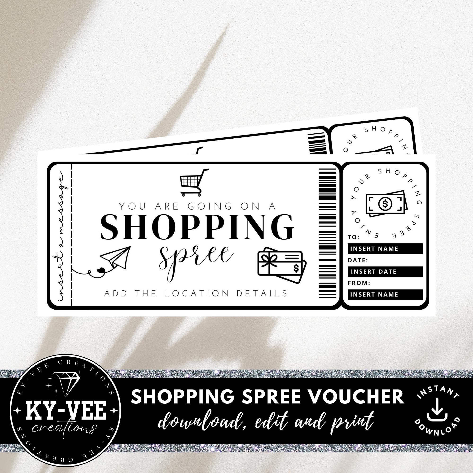 Shopping Spree Certificate Template INSTANT DOWNLOAD Printable Coupon Shopping Spree Certificate Template INSTANT DOWNLOAD Printable Coupon