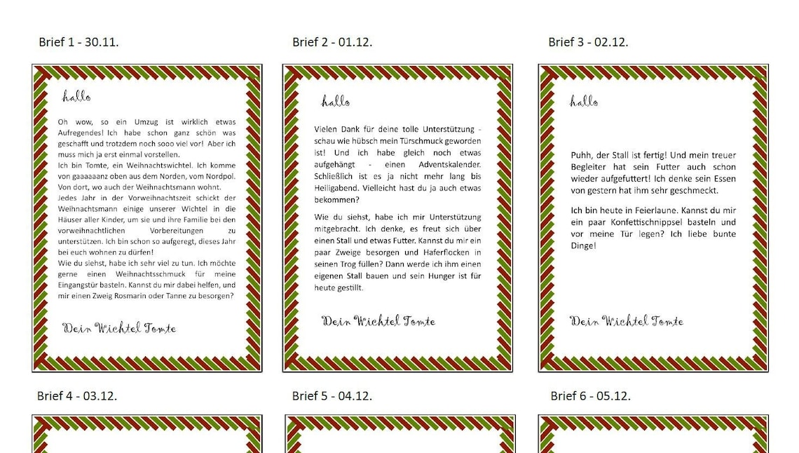 Wichtelbriefe zum selbst Ausdrucken Wichteltür Wichtel - Etsy.de