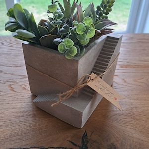 CUBUS | Flowerpot with stairs | Concrete | Topping out ceremony | Inauguration | Succulents | Pen holder | Bonsai | Desk | Decoration | Architecture