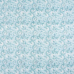 Aqua Floral Cotton Fabric By The Yard | Hand Block Print Textile