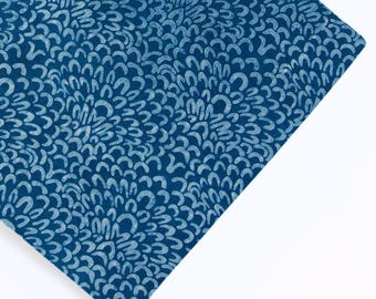 Indigo Blue Cotton Fabric: Hand-Block Floral Abstract - Soft Dress Material