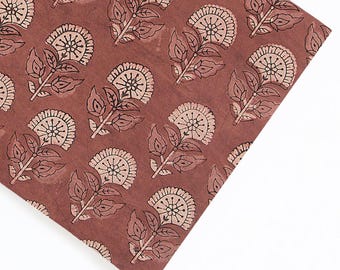 Tela de algodón estampada a mano con bloques de madera / Diseño floral mogol, textil para decoración del hogar