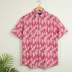 Camisa de algodón estampada a mano: Estampado floral bohemio, media manga