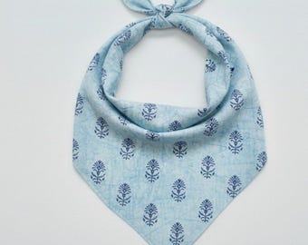 Hand Block Printed Cotton Bandana: Boho Scarf, Hair Wrap, Handmade Face Cover Fabric