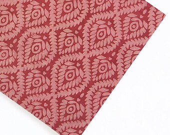 Rust Floral Block Print Cotton Fabric | Terracotta Indian Fabric