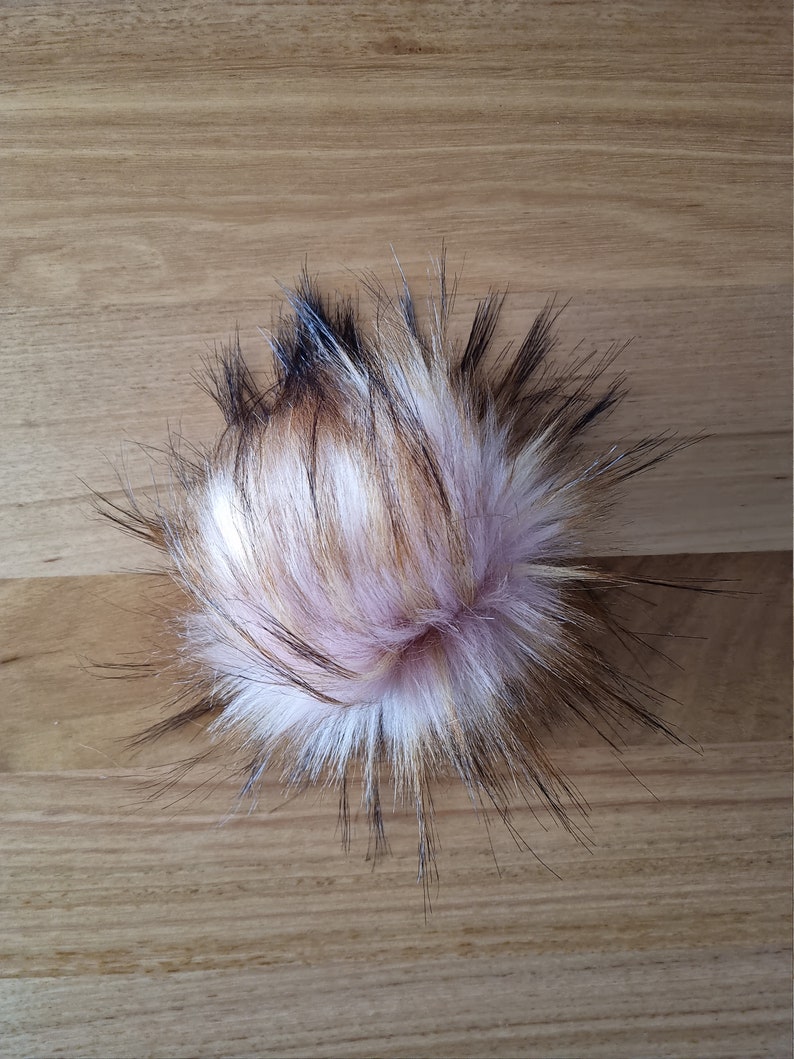 100% Australian Merino wool beanie 'BERRY NATURAL' Medium adult Detachable, luxury faux fur pom Reversible Convertible brim image 5