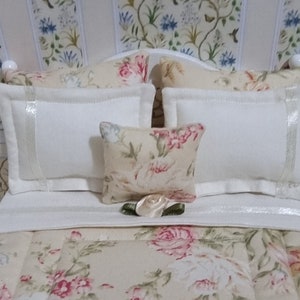 Floral Dollhouse Bedding Set: 12th Scale Miniature Double Bed