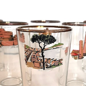 Vintage Italian glasses 1960s glasses for hot herbal teas Glasses with handle Vintage colored glasses for Italian bars and restaurants