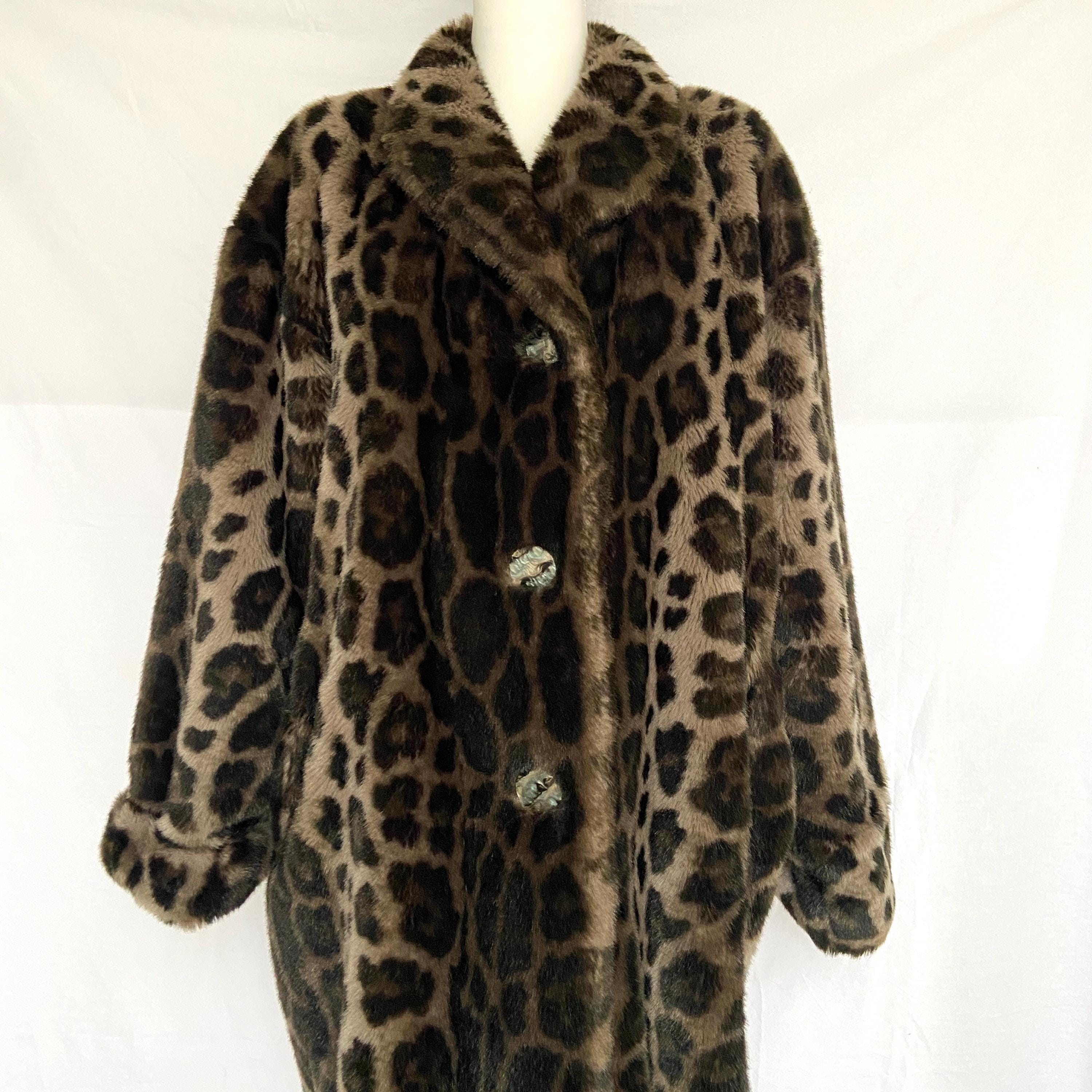 Vintage 70s/80s Luxury Coat Faux Leopard Fur Oversize JOLIPEL by
