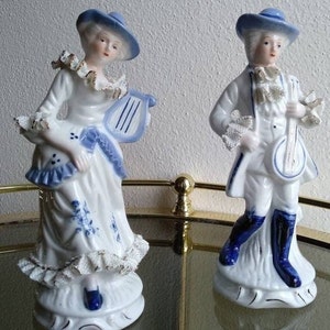 Vintage Italian CAPODIMONTE Hand Painted Porcelain Figurines Collectible 1970s Italian Porcelain Art Artistic Porcelain