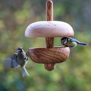 Bird feeder handcrafted wood turned ideal gift
