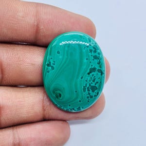 Natural Malachite Cabochon, Flat Back Malachite gemstone hand made Polished Oval Shape Stone Pendant Size Free Shipping (32X25) 49 Cts NF-58