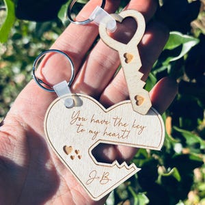 Personalized Key To My Heart Keychain | Set of 2 | Valentine&#39;s Keychain | Anniversary Gift