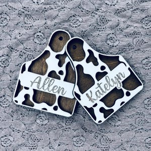 Cow Tag Name Ornament | Personalized Ornament | Christmas Ornament | Stocking Tag | Cowtag Ornament