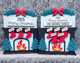 Custom Fireplace Stand Up Decor | Personalized Family Stocking Sign | Family Keepsake | Family Stocking| 2025