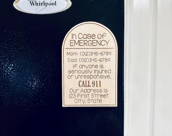 Babysitter & Visitor Emergency Contact Refrigerator Magnet | Child Safety Magnet | Emergency Address Magnet | AIRBNB Magnet