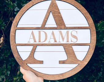 Initial Shiplap Sign | Monogram Wall Art | Last Name Decor