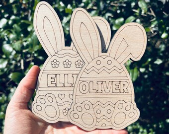 Easter Bunny DIY Paintable Egg | Paintable Bunny Magnet or Ornament | Kids Art Refrigerator Magnet | Wooden Easter Egg