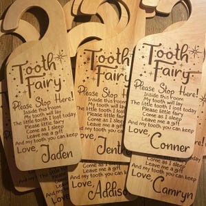 Tooth Fairy Door Hanger | Personalized Tooth Fairy Stop Here Door Hanger | Alternative Option for Tooth Pillow