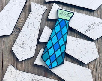 Father's Day DIY Paintable Tie | Paintable Tie Magnet | Kids Art Refrigerator Magnet | Wooden Gift for Papa