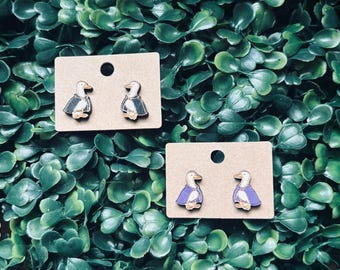 Wizard Goose | Silly Goose Earring Studs | Wooden Spooky Season Earrings | Halloween Earrings | Hypoallergenic Stainless Steel Posts
