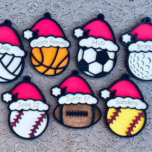 Sports Ornaments | Christmas Ornaments | Sports Ball Ornaments | Volleyball Basketball Soccer Golf Baseball Football Softball Cheer