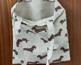 Tote,bag,Dachshund,Shopper,Dogs,Designer, UK made,Linen,Shoulder bag, shopping, reusable,daxi,doggie.