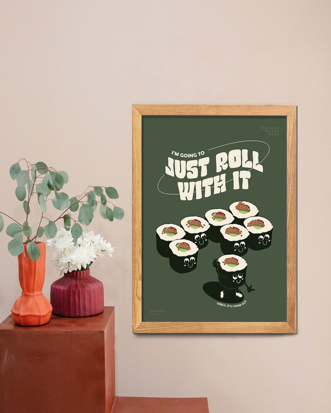 Retro Quote Wall Print Just Roll With It Self Care Poster - Etsy