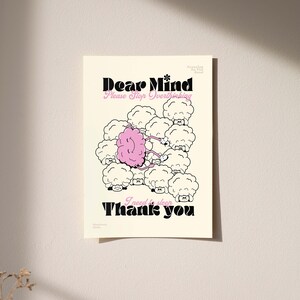 Be Kind To Your Mind, Retro Quote Wall Print, Dear Mind, Mental Health Wall Art, Self Love Posters, Mental Health Art, 70's Retro Wall Art image 4