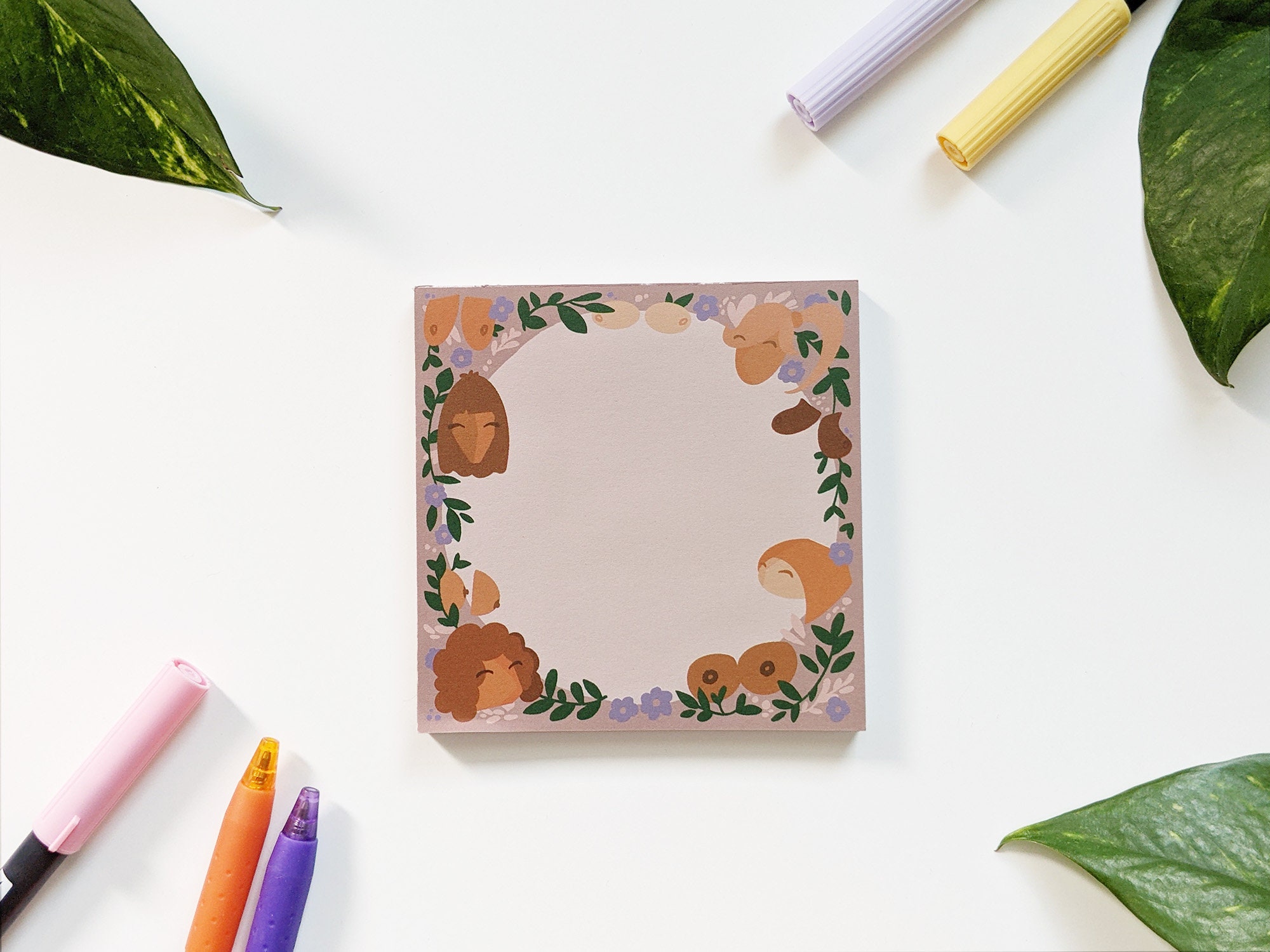 Boobies Notepad Female Self Love Sticky Note Cute Floral Stationary